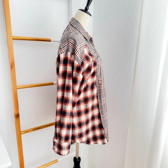 Free People Wildfire Plaid Top Blouse Shirt Flannel Oversized Slouchy Cotton - Picture 4 of 14